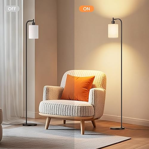 Vista 7 de Floor Lamp with Linen Shade, Dimmable Tall Standing Lamp with Remote Control & 3 Color Temperatures, Modern Floor Lamps for Living Room Bedroom Beige