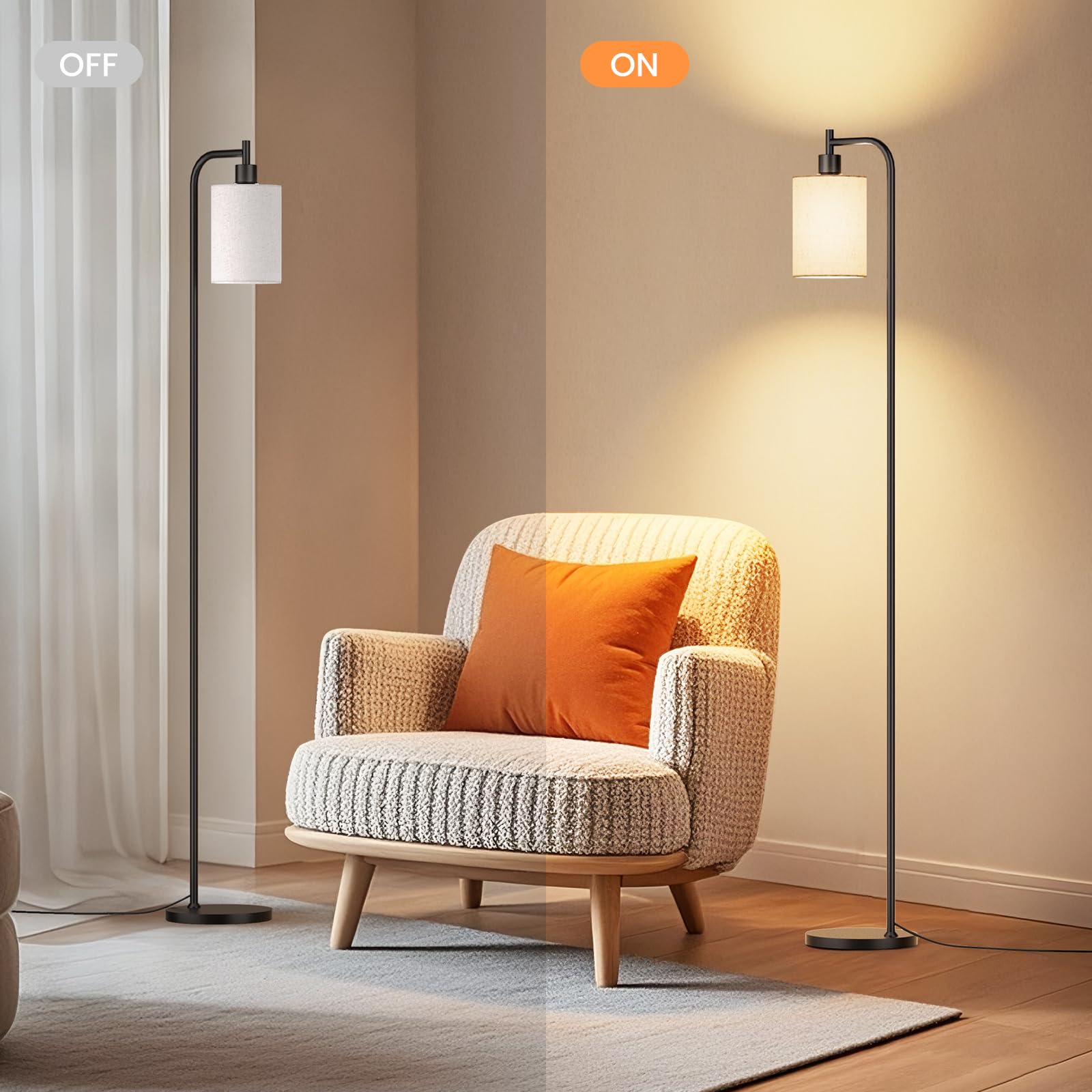 SIBRILLE Floor Lamp with Linen Shade, Dimmable Tall Standing Lamp with Remote Co — product photo
