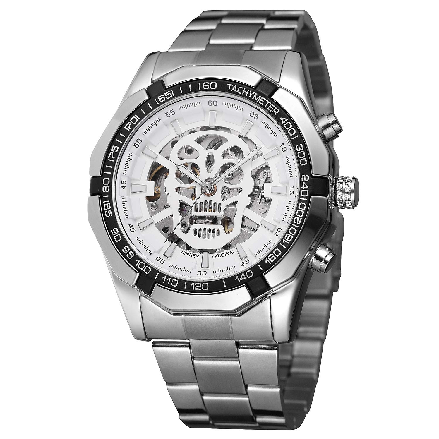 MASTOP Reloj mecánico para hombre, analógico, automático, clásico, de acero inoxidable, para hombre
