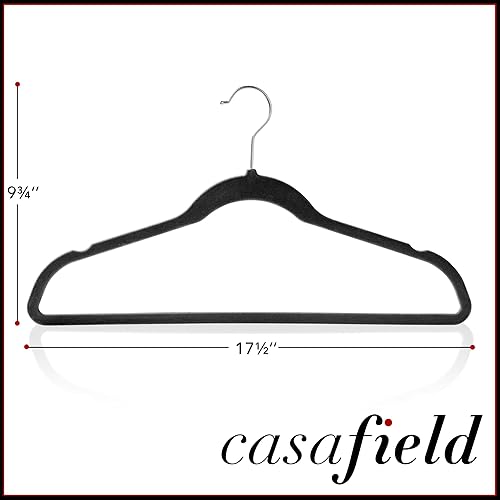 Miniatura 5 de Casafield 50 perchas de terciopelo negro para trajes, perchas antideslizantes que ahorran espacio
