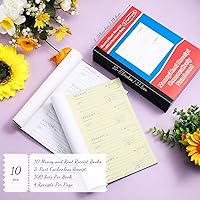 Vista 2 de 10 Books Money and Rent Receipt Book 3 Part Carbonless Receipt Book, Bound Wraparound Cover Receipt Log Book 100 Sets Per Book 4 Receipts Per Page