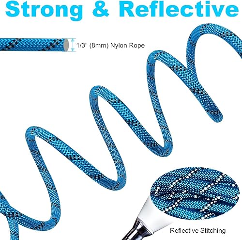 Miniatura 5 de Sistema de carretilla de cuerda para perro de 20 pies32 pies con correa de pasillo de 8 pies, correa larga de nailon reflectante para campamento al