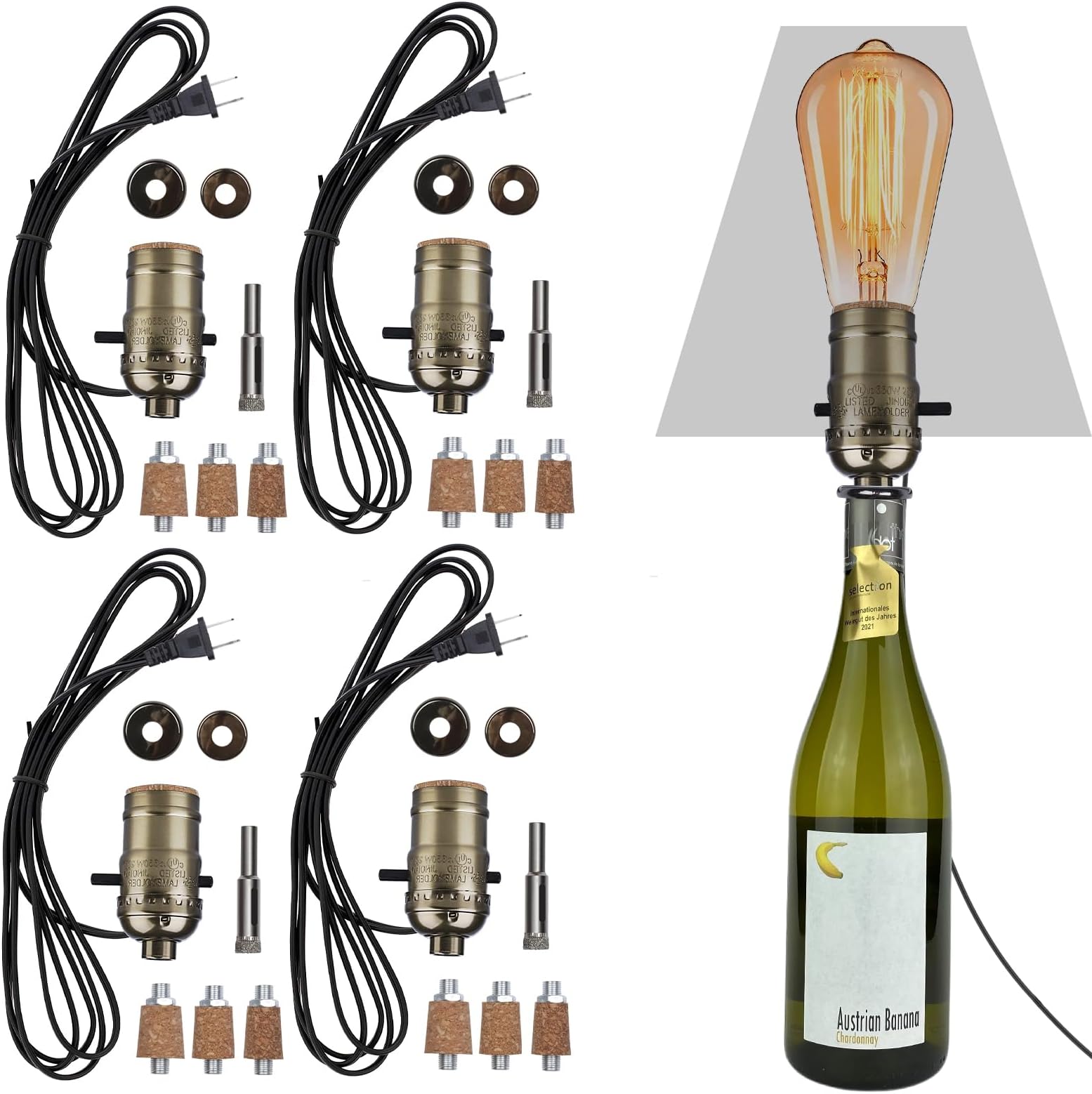Creative Hobbies Lamp Kit for Liquor Bottles, Wine Bottles - Includes All Adapters and Parts ...