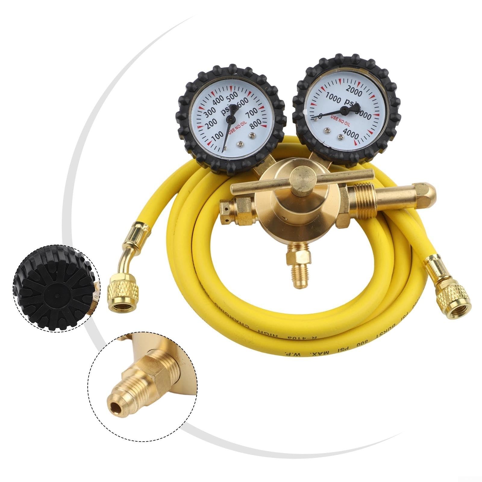 Regulador de presión de nitrógeno de latón con manómetro para G5/8 y CGA580 Kit de conexión incluye manguera de 2 m para sistemas de control de gas industriales y de laboratorio de alta presión (B)