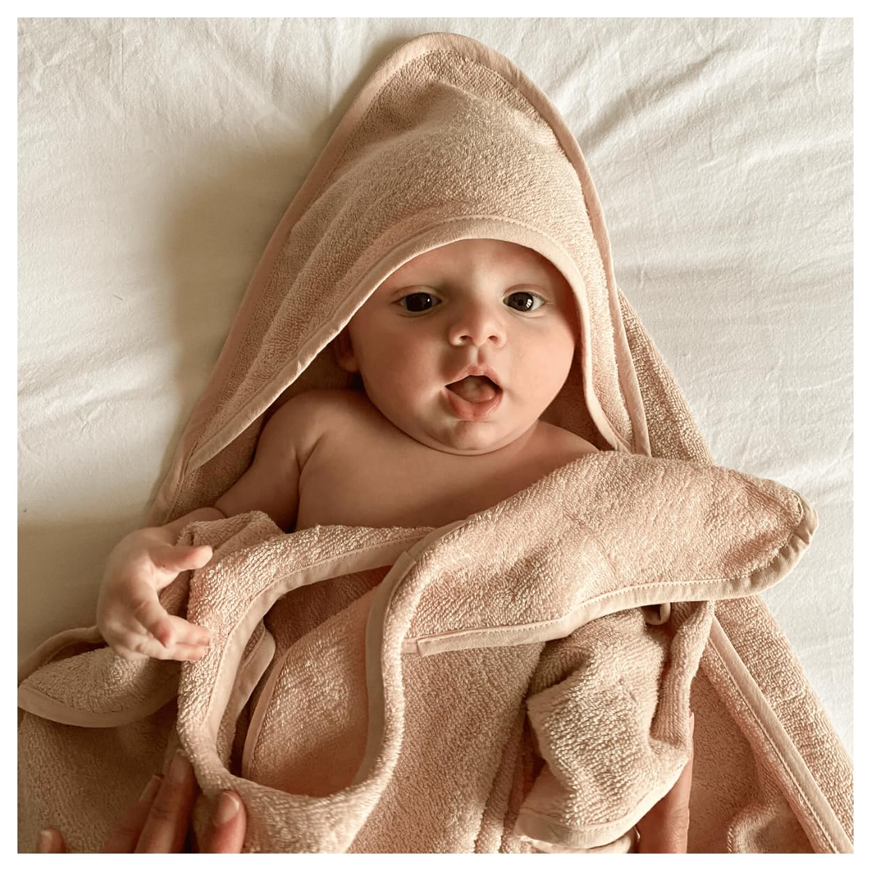 Cape de bain tablier XXL Parent/Bébé en viscose - 100x100 cm - Rose