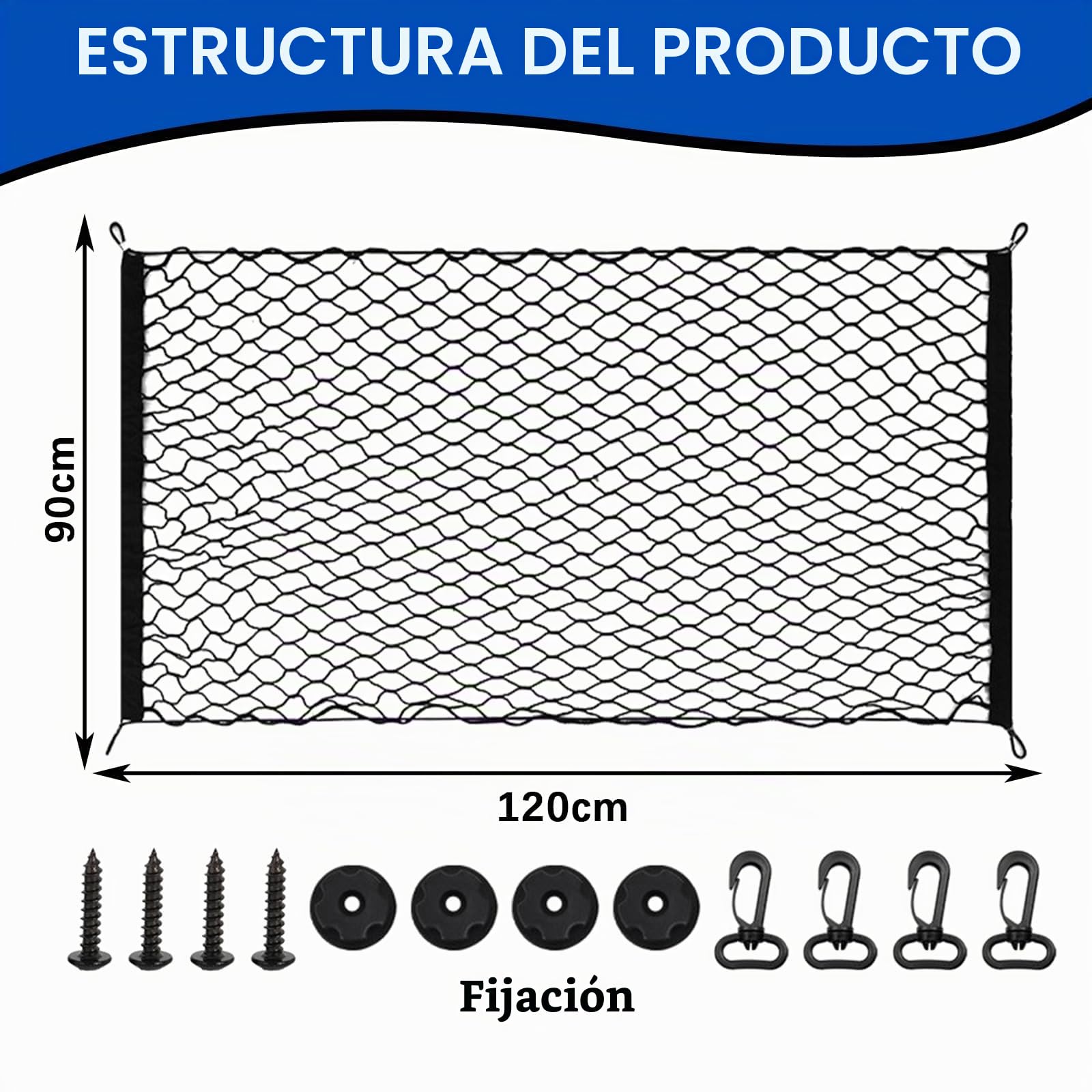 PORFOYO Rejilla De Protección para Coche,120 * 90 CM Reja Coche Perro Maletero Universal con Ganchos,Red Grande para Maletero De Coche,Red Maletero De Coche para Maletero De Coche
