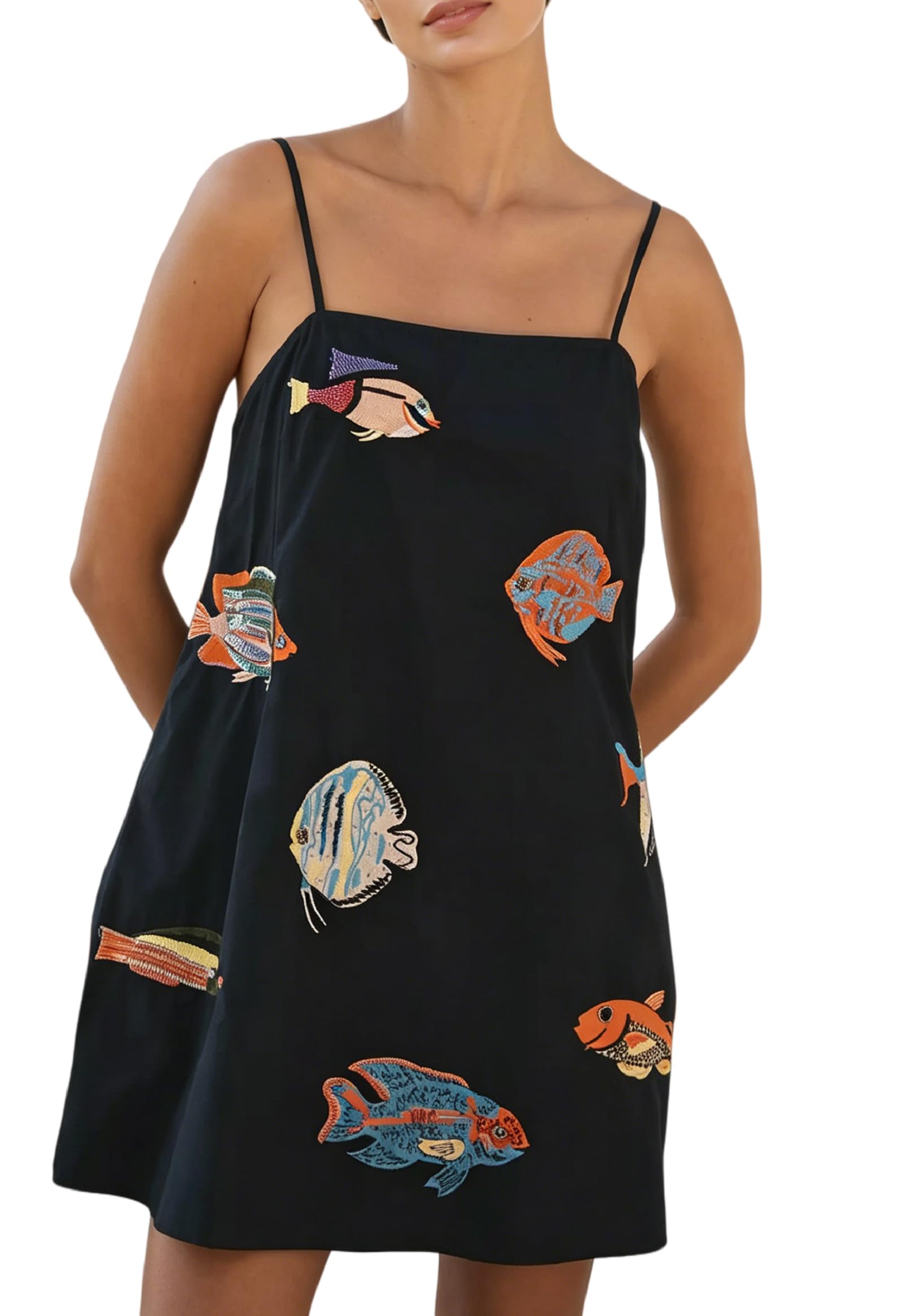 Women Boho Mini Cami Dress Graffiti Colorful Sundress
