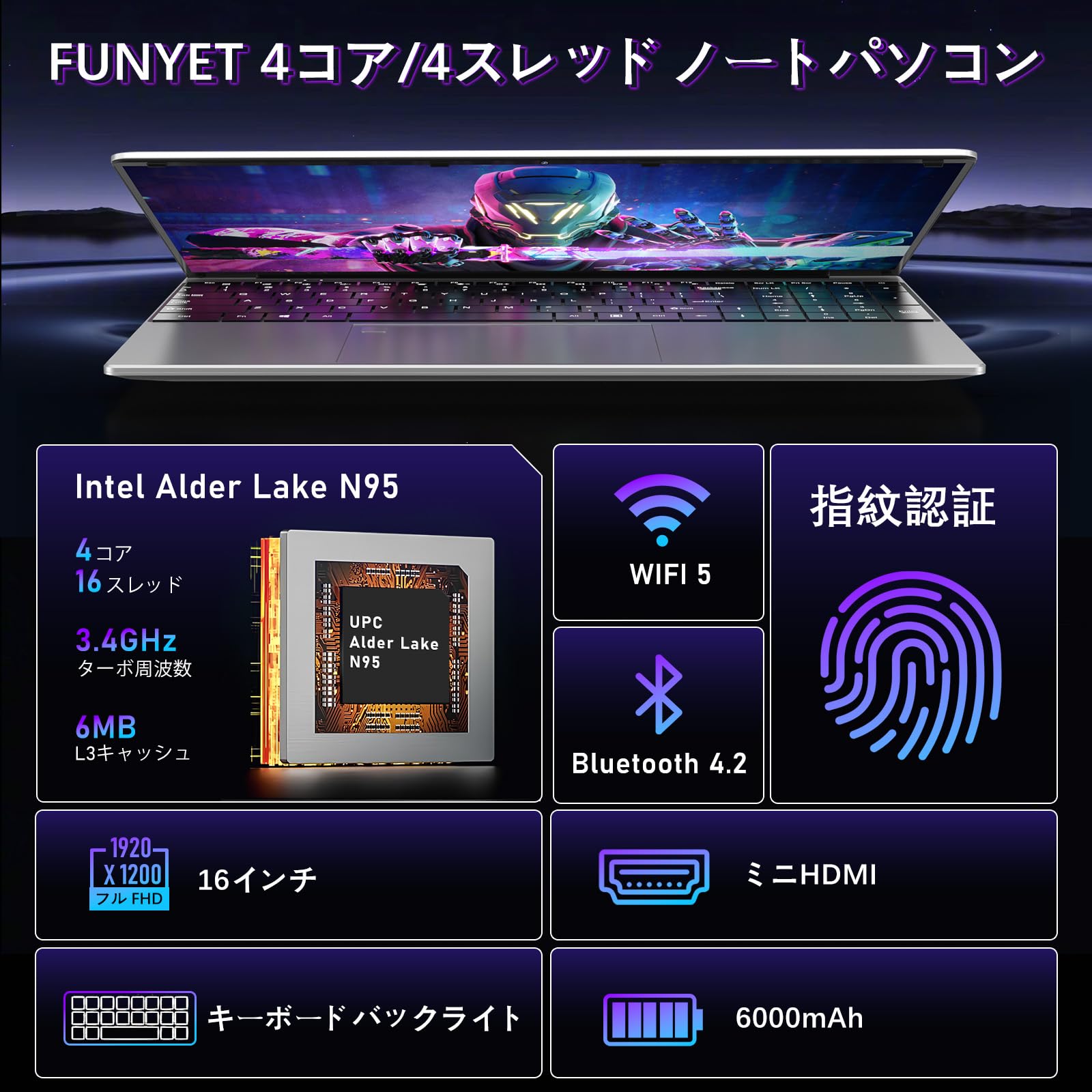 ノートパソコン N95 FUNYET 薄型 軽量 ノートpc 16インチ 【公式通販】