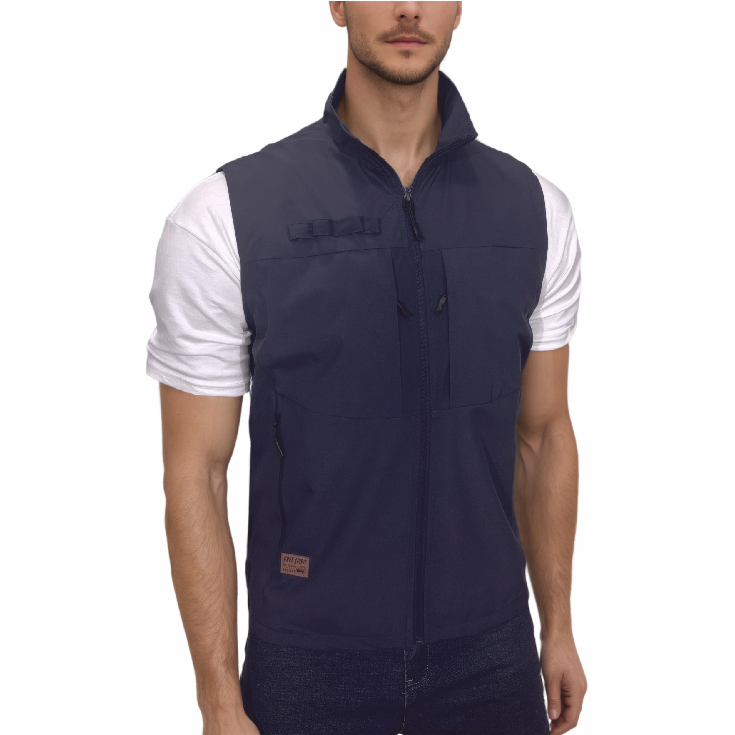 Homme Gilet de Pêche Plein Air Léger Respirant Veste de Sport à Séchage Rapide Veste Multi-Poche Gilet Camping Chasse Sans Manche