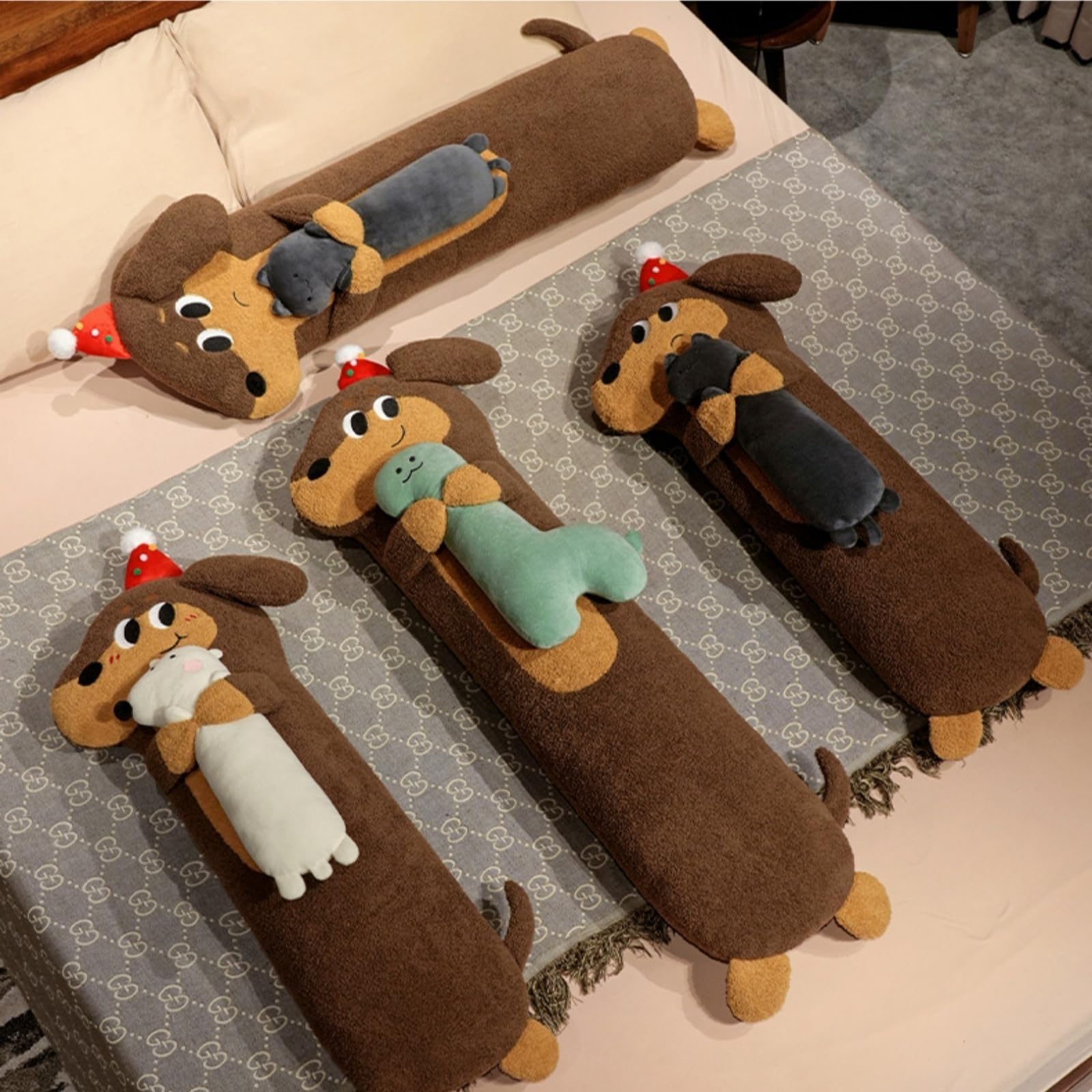 Kuscheltier Hund Plüschkissen – Cartoon Hund Plüsch Körperkissen für Kinder und Erwachsene, Weich und Kuschelig, Ideal für Schlafzimmer, (120cm,Katze)