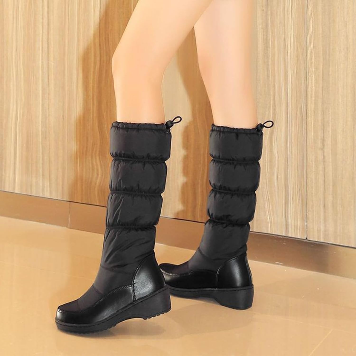 Winter Snow Boots for Women Warm Plush Fur Lined Knee High Boots Waterproof Slip-On Shoes