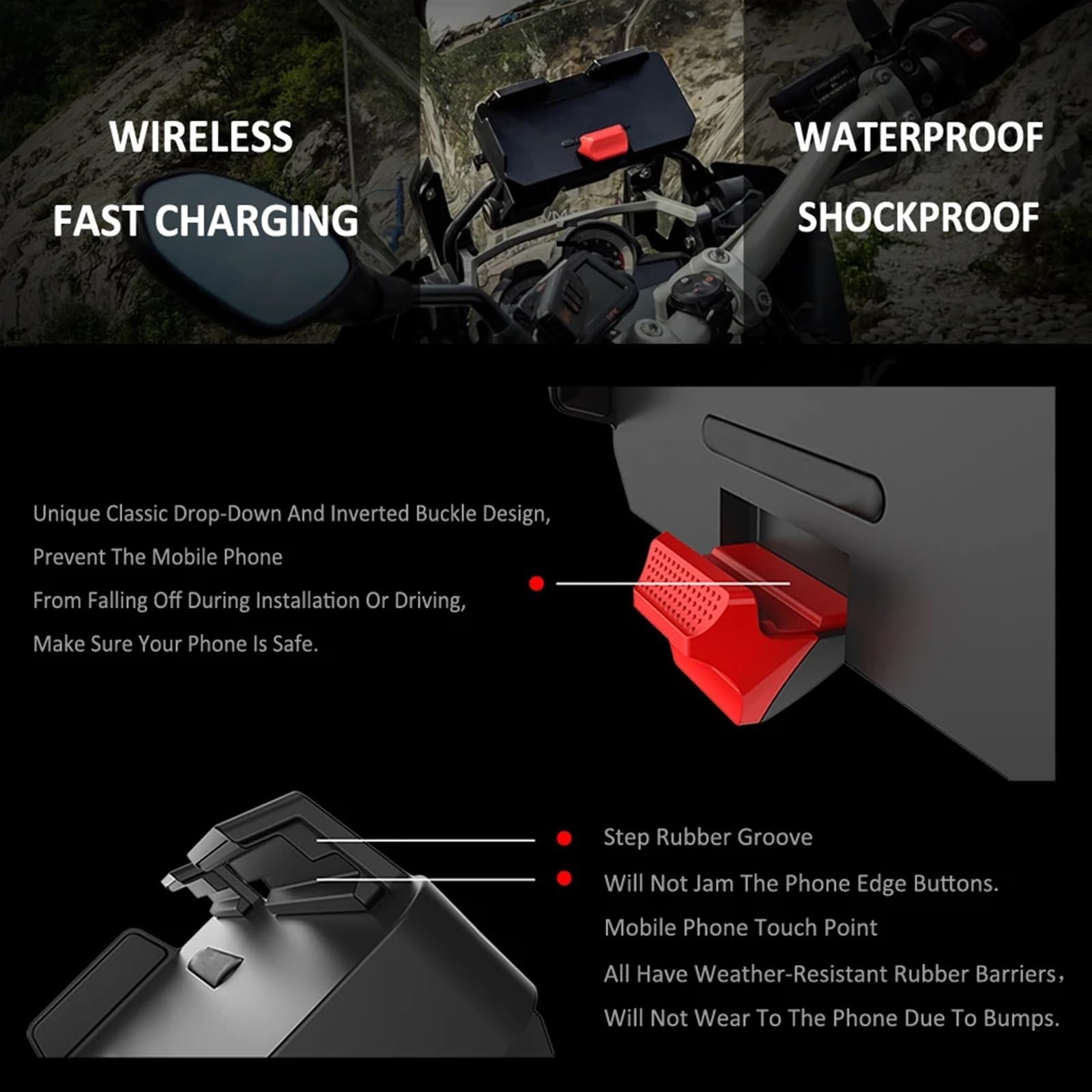 Support Telephone Velo pour BMW R1200GS R1250GS R 1250 GS F800GS F700GS S1000XR pour ADV Moto sans Fil Charge GPS Support De Téléphone Support De Navigation Telephone Moto Rotation