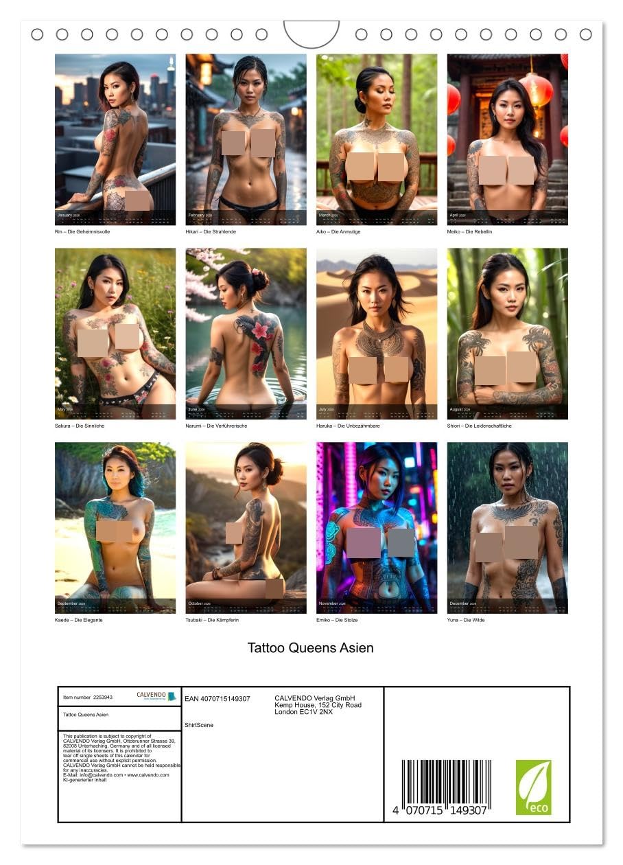 Tattoo Queens Asia UK-Version (Wall Calendar 2026 DIN A4 Portrait), CALVENDO 12 Month Wall Calendar — image 1