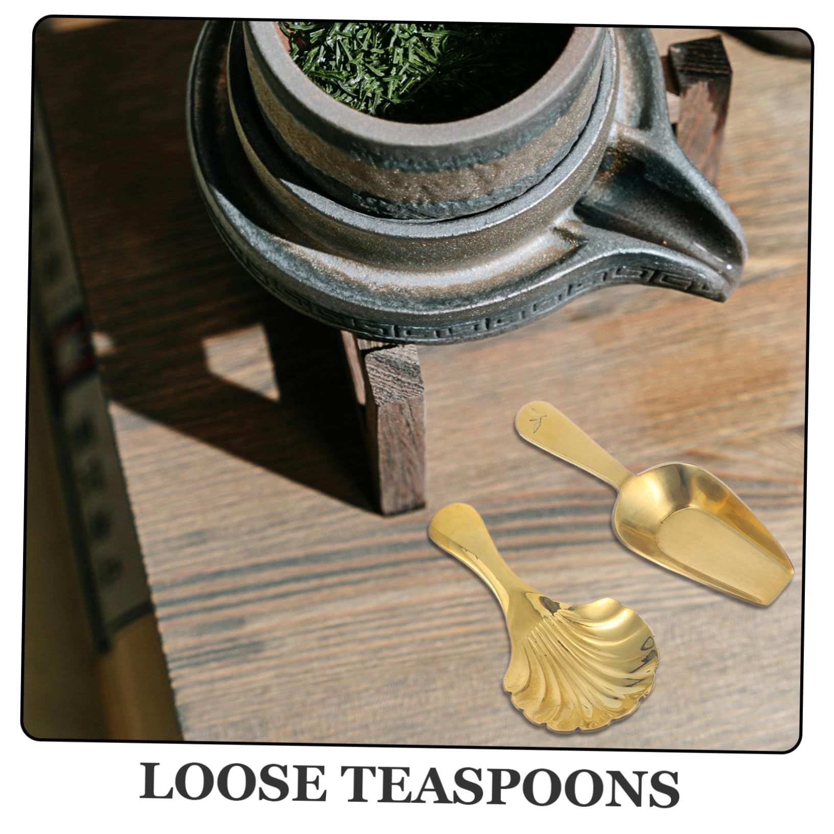 Cuchara de Té de Latón Mini Forma de Concha, 2 Piezas, para Uso en Cocina