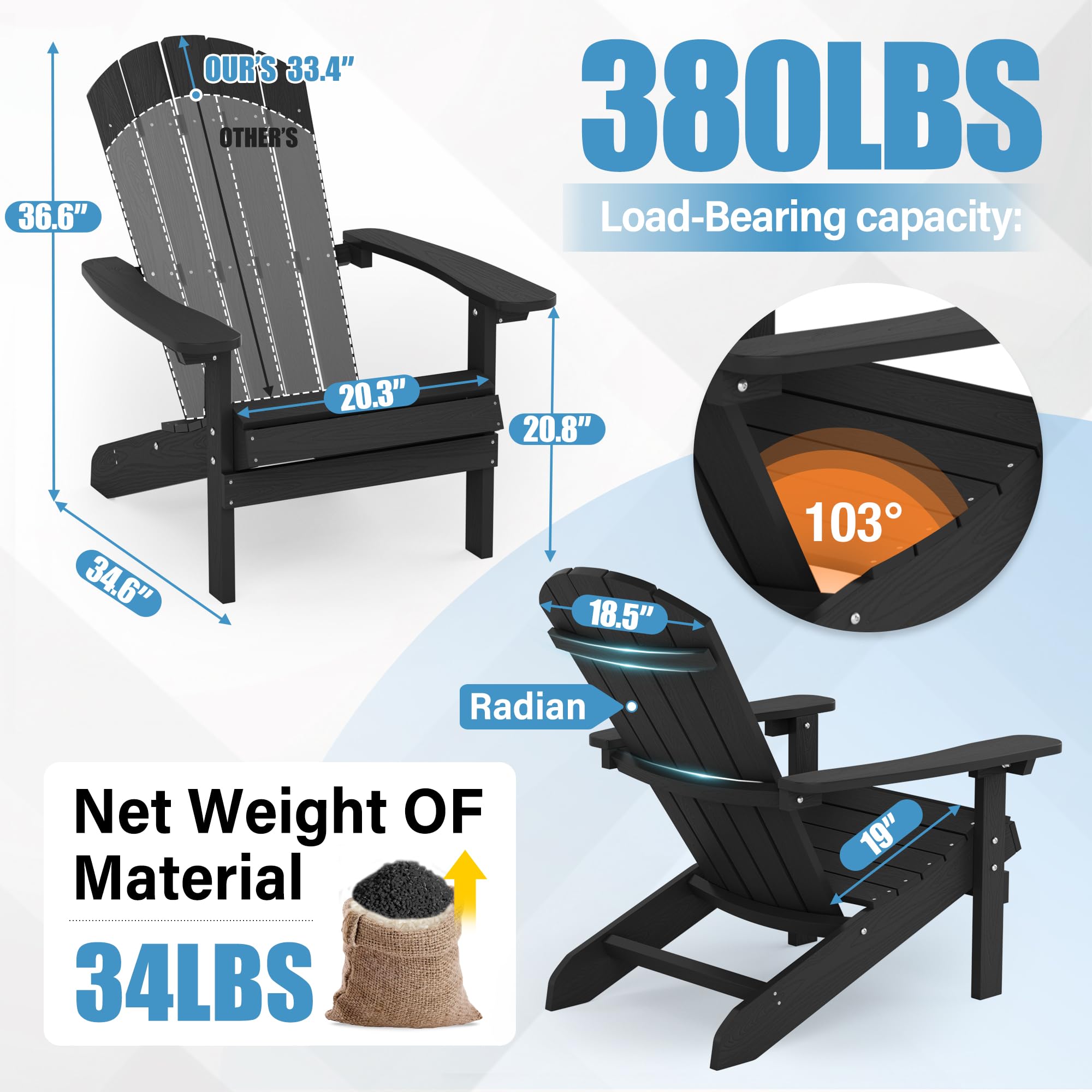 350 lb plastic adirondack chair