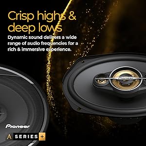 PIONEER A-Series Plus TS-A1681F 6.5 4-Way Speakers (Pair) 350W Max, Balanced Sound + Smooth Treble, Enhanced Bass, Ideal Factory Upgrade, Installation Adaptors Included
