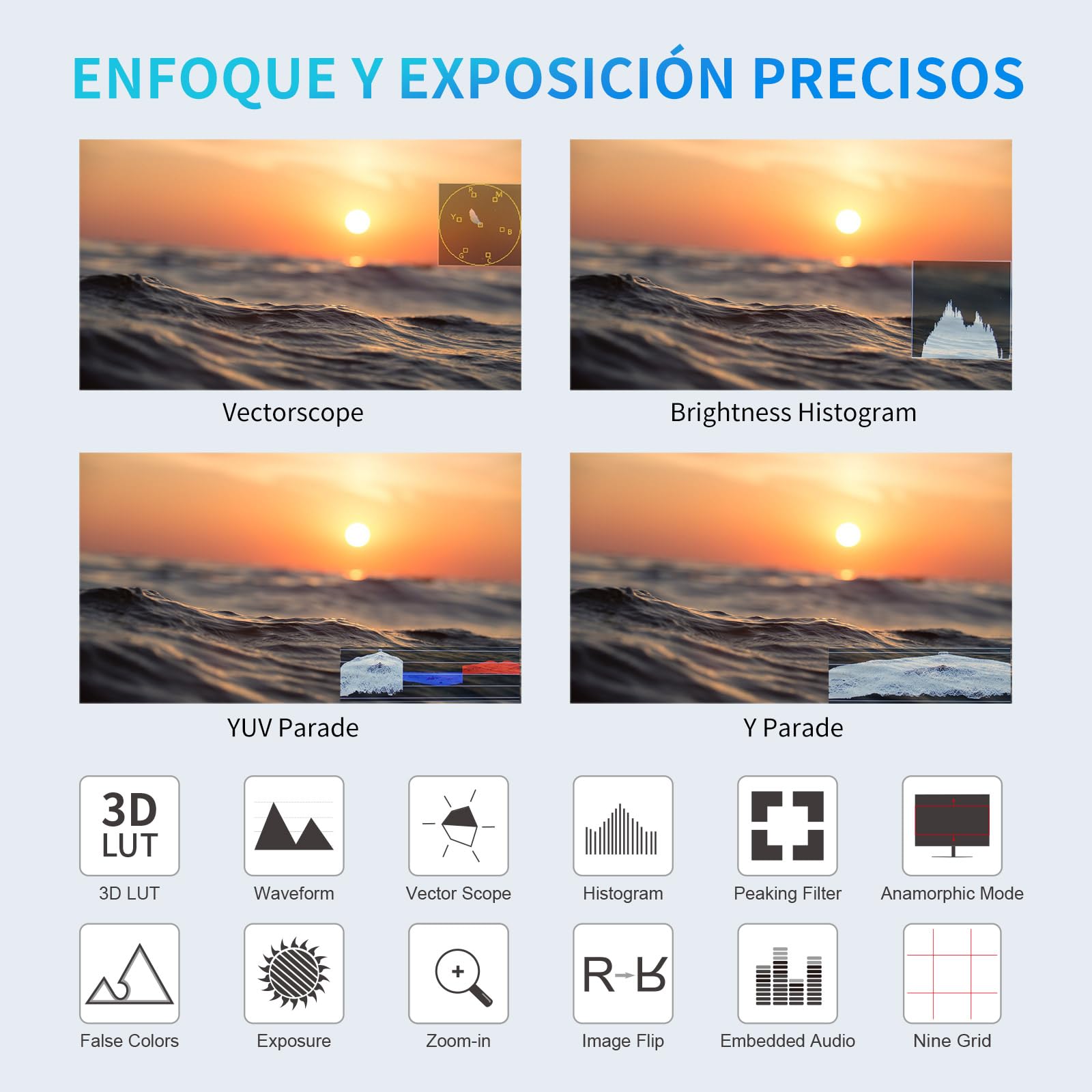 FEELWORLD FW568 V3 Monitor de Campo DSLR de 6 Pulgadas con Batería F550 de 2200 mAh y Estuche de Transporte, LUT de Forma de Onda Video Peaking Focus Assist 1920x1080 IPS 4K Salida de Entrada HDMI
