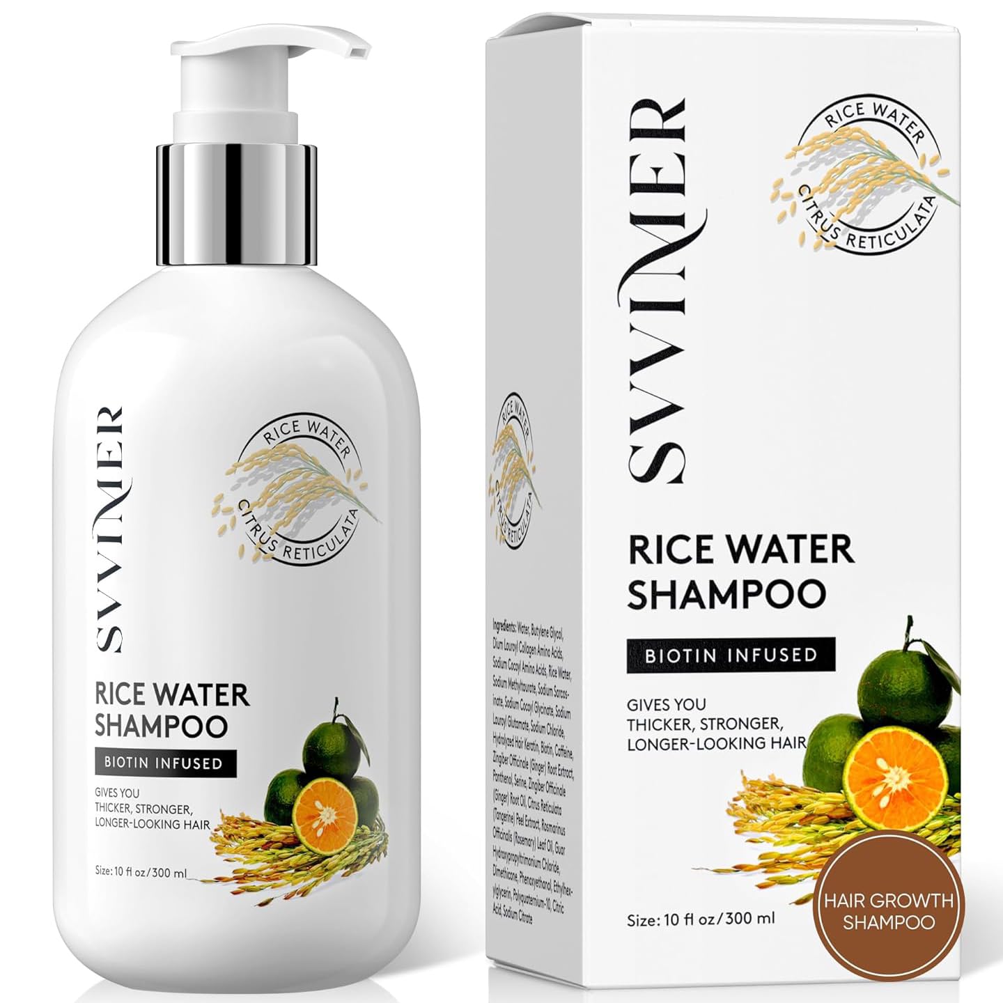 Rice Water Hair Growth Shampoo - Thickening Shampoo with Biotin for Hair Loss and Thinning Hair - Sulfate Free for Women and Men 10 Fl Oz (Pack of 1)