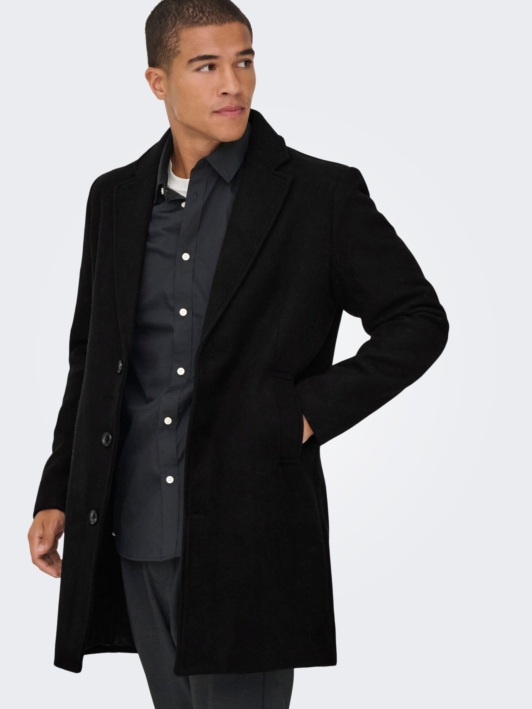 ONLY & SONS Onsmatthew Wool Coat OTW Noos męski płaszcz, czarny, M