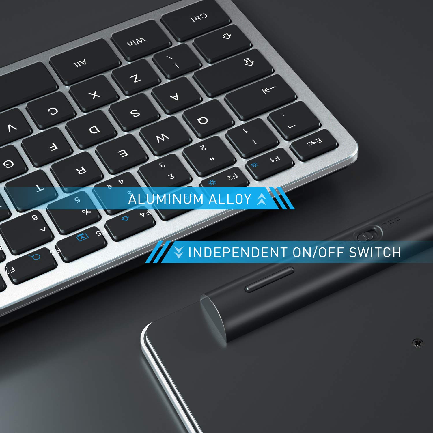 Multi Device Bluetooth Keyboard,seenda Aluminum Wireless Bluetooth Keyboard Rechargeable Full