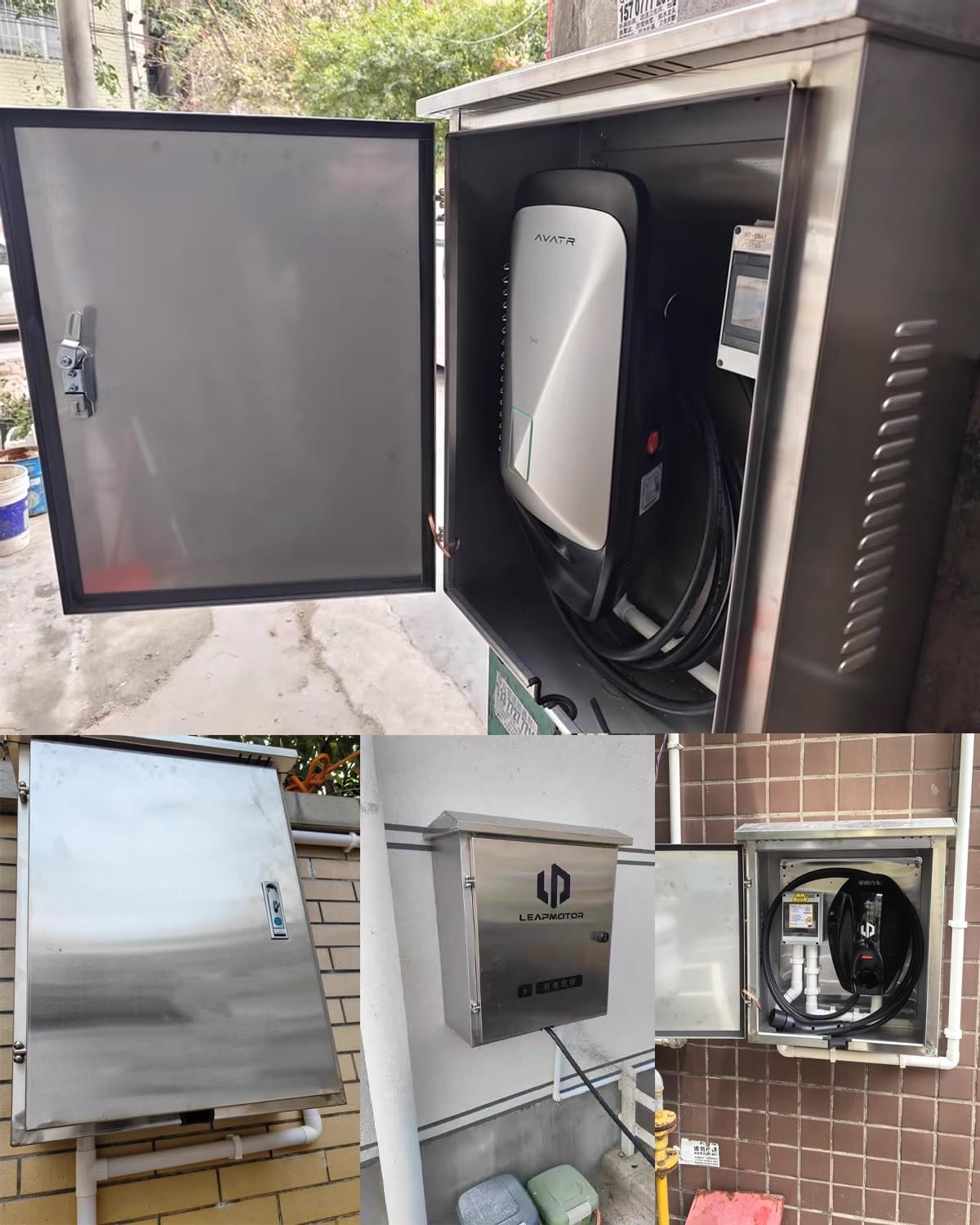Cargador Coche Electrico Estaciones Caja de Pared para Cargador de Vehículos Eléctricos de Exterior con Llave, Cubierta Impermeable para Columna Eléctrica, Soporte Lateral(Style-B,H-70cm/27.5in)