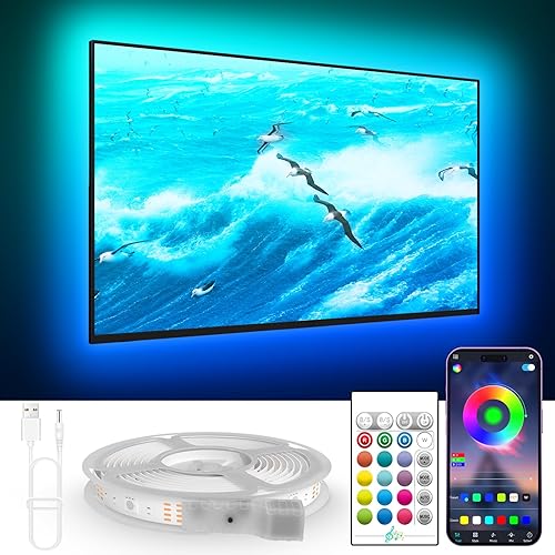 KANTUTOE TV Lights Behind, 19.68ft LED Lights for 55-85 Inch TV, RGB TV Backlight, Music Sync Bluetooth APP and Remote Control Strip Lights USB Powered for Bedroom Gaming Room Decor - Multicolor - 19.68FT for 55"-85" TV