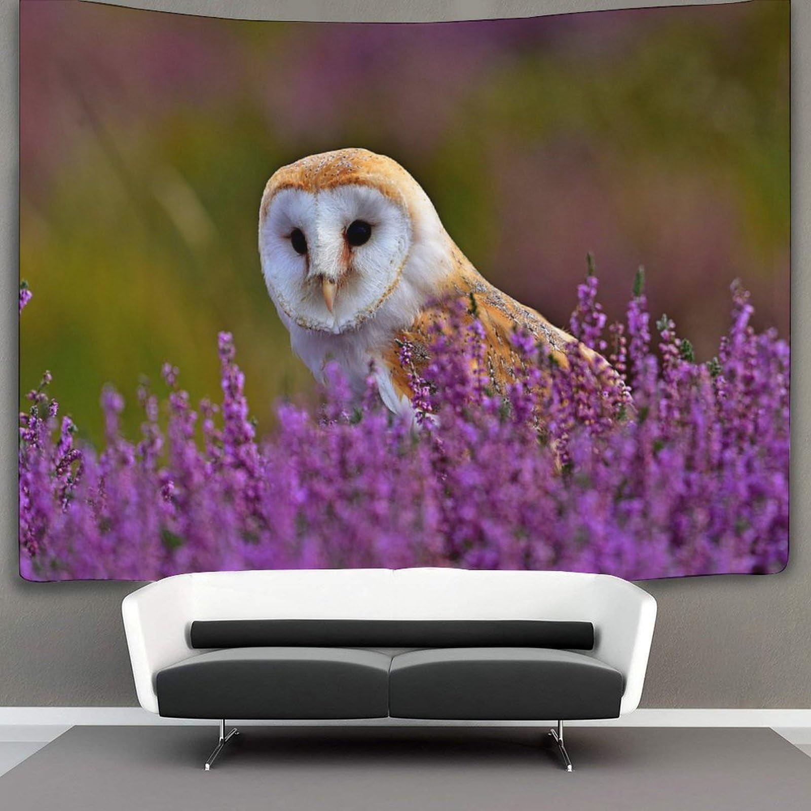 kaiyun Lavender Barn Owl Tapestry Wall Hanging,Animal for Bedroom Decor Birthday Party Celebration Or Garden Backdrop 150cmx200cm