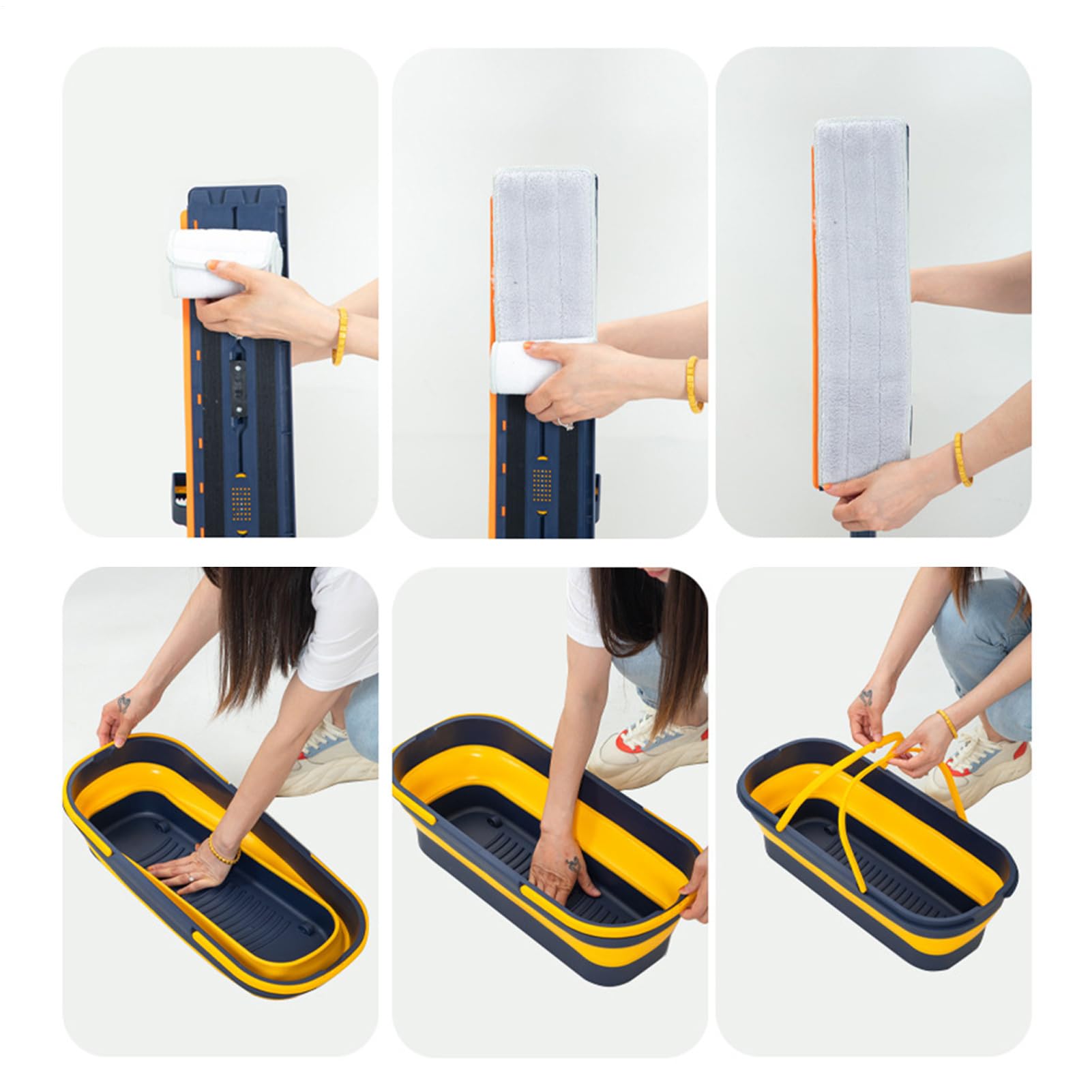 Genérico Mopa Plana de Suelo Mango Largo Giratorio 360° para Seco y Húmedo | Limpiador De Suelos Con Raspador Mopa Atrapapolvo de Microfibra con Mango Largo para Cocina, Baño, Hogar, Suelos y