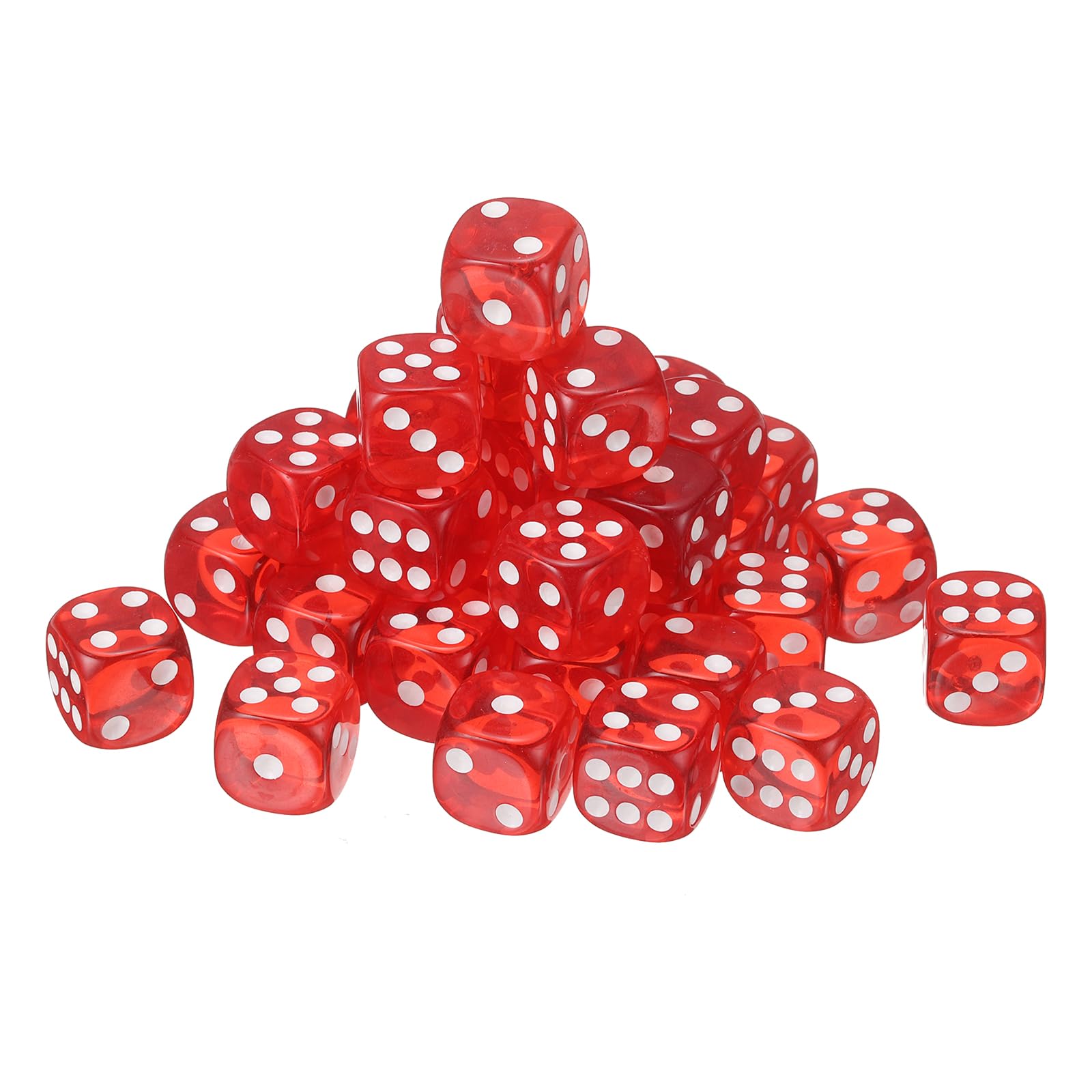 sourcing map 60Pcs 6 Sided Acrylic Dice, 16mm Game Dice Red