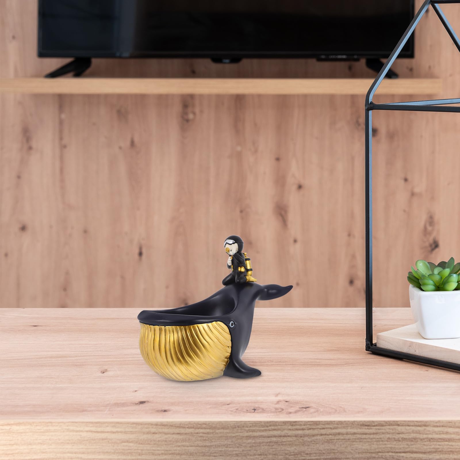 UKCOCO Aufbewahrungsbox aus Kunstharz Schlüsselbehälter aus Harz Schwarzer Taucher Groß für Kleine Haushaltsaccessoires Schreibtisch und Wohnzimmerdekoration
