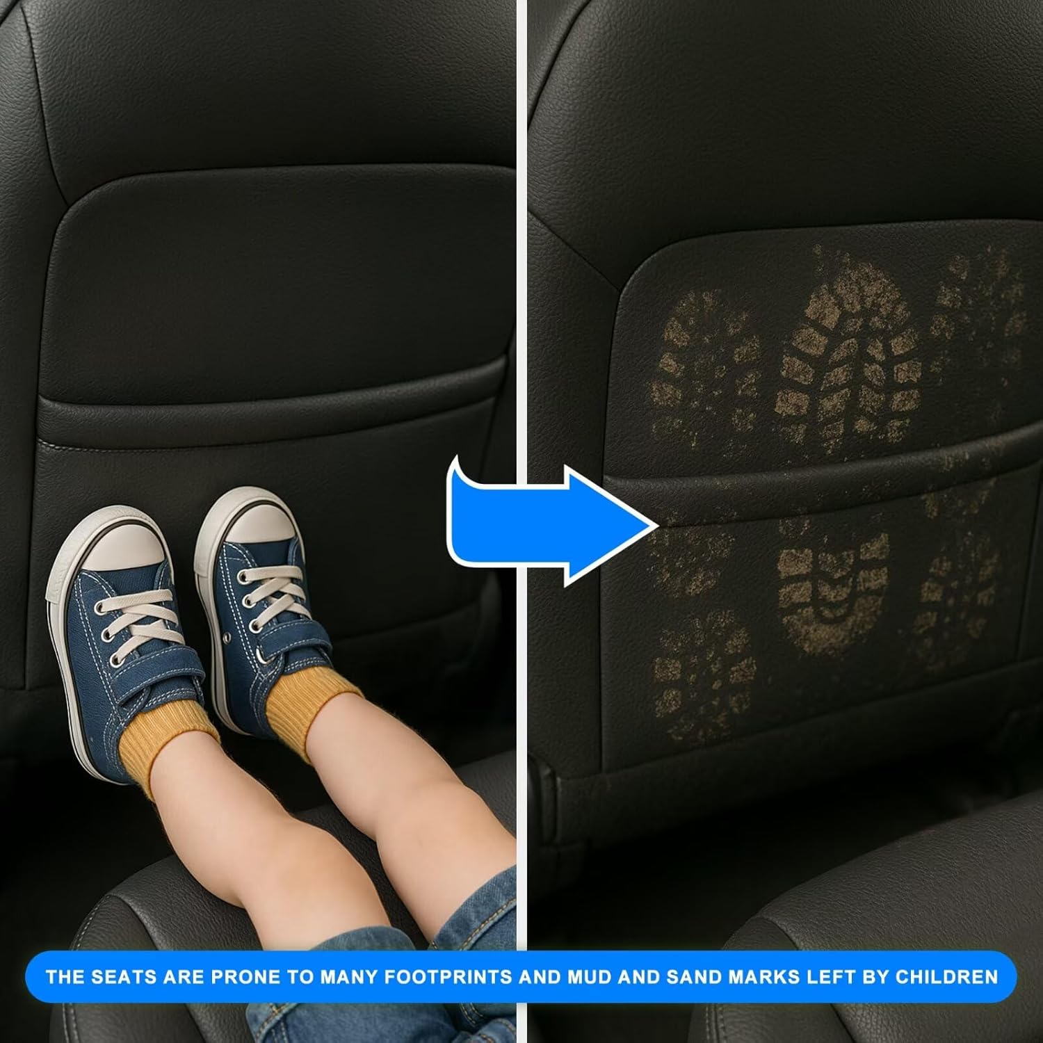 Back Seat Protector 2 Pack Fit For Honda CR-V Car Kick Mats with Touch Screen Tablet Holder Storage Organizer Waterproof Dirt Proof Faux Leather Auto Accessories for Kids (1 Pair Black)