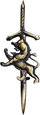 Scottish Kilt Pin Lion Rampant Emblem Brass Antique Finish 4 inch kilt pin