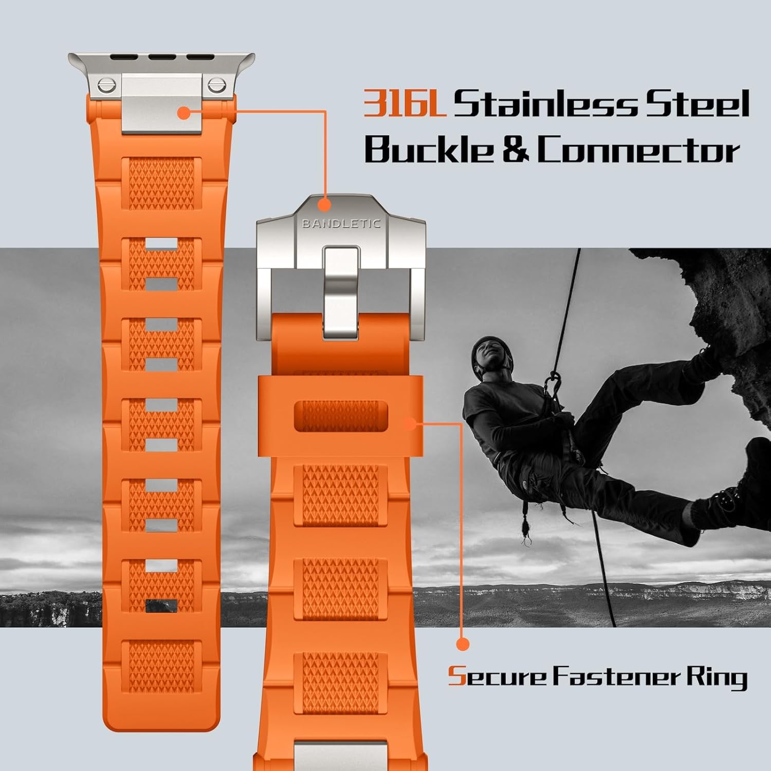 Bandletic Fidlock R-Nylon Magnetic Band + R-Steel Military Band Compatible with Apple Watch Ultra 2/Ultra Band 49mm/46mm/45mm/44mm/42mm(3/2/1)