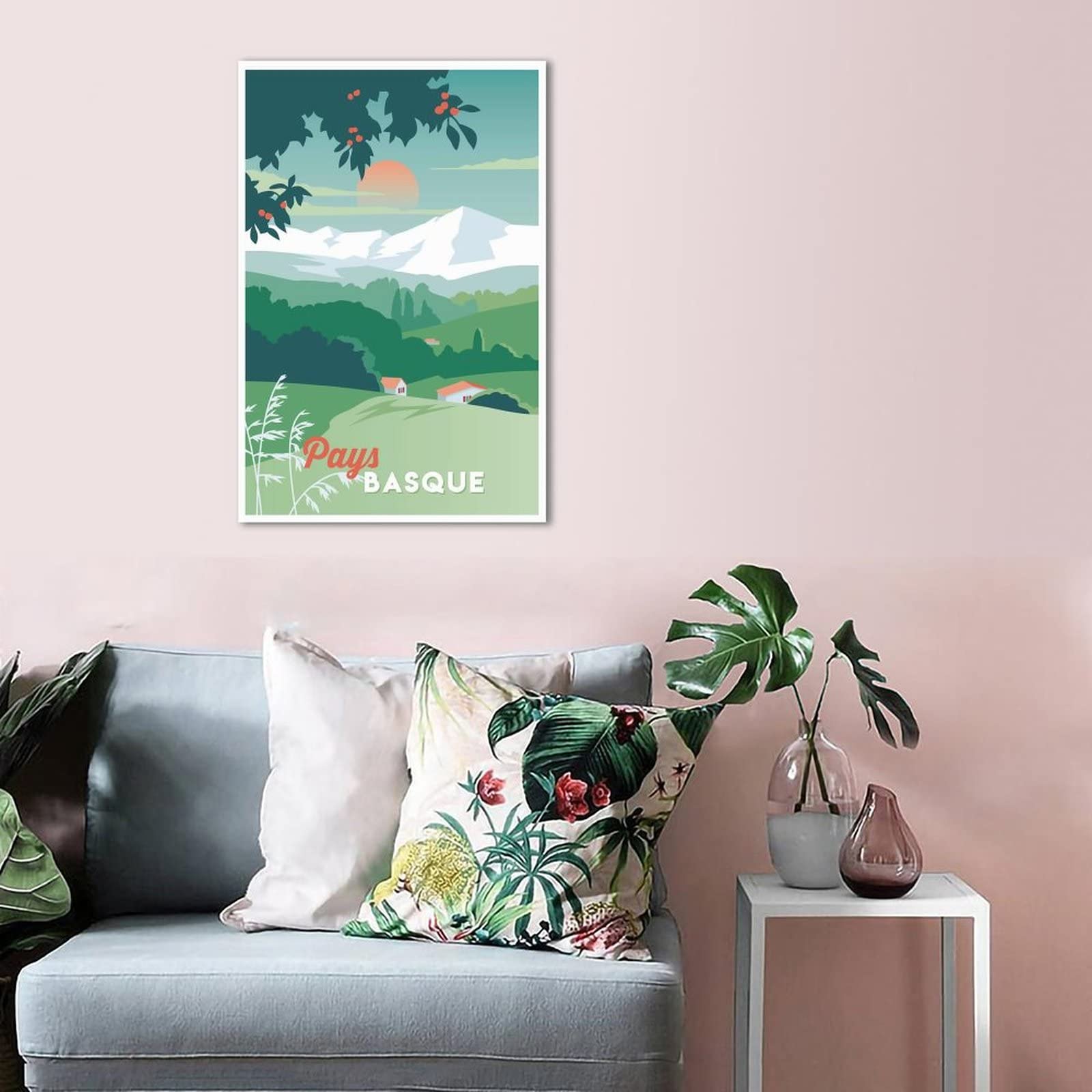 Póster decorativo de viaje de la vendimia del país vasco francés, cartel de la lona del dormitorio moderno del arte del cartel de la pintura de los carteles de la decoración de la pared