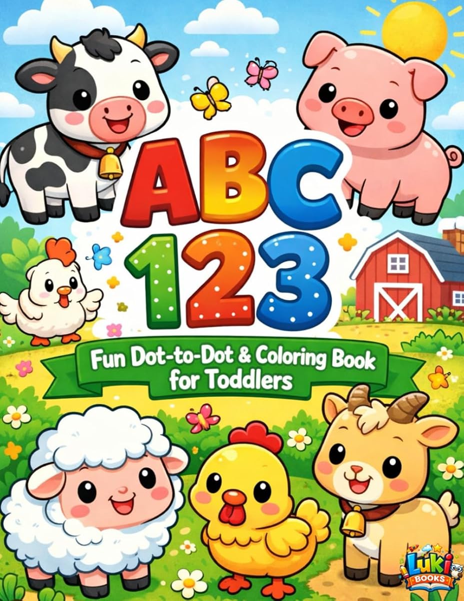 ABC 123 Animales de unir puntos: Un divertido libro para colorear y unir puntos para niños pequeños de 3 a 6 años (Libro para colorear de animales ABC 123)