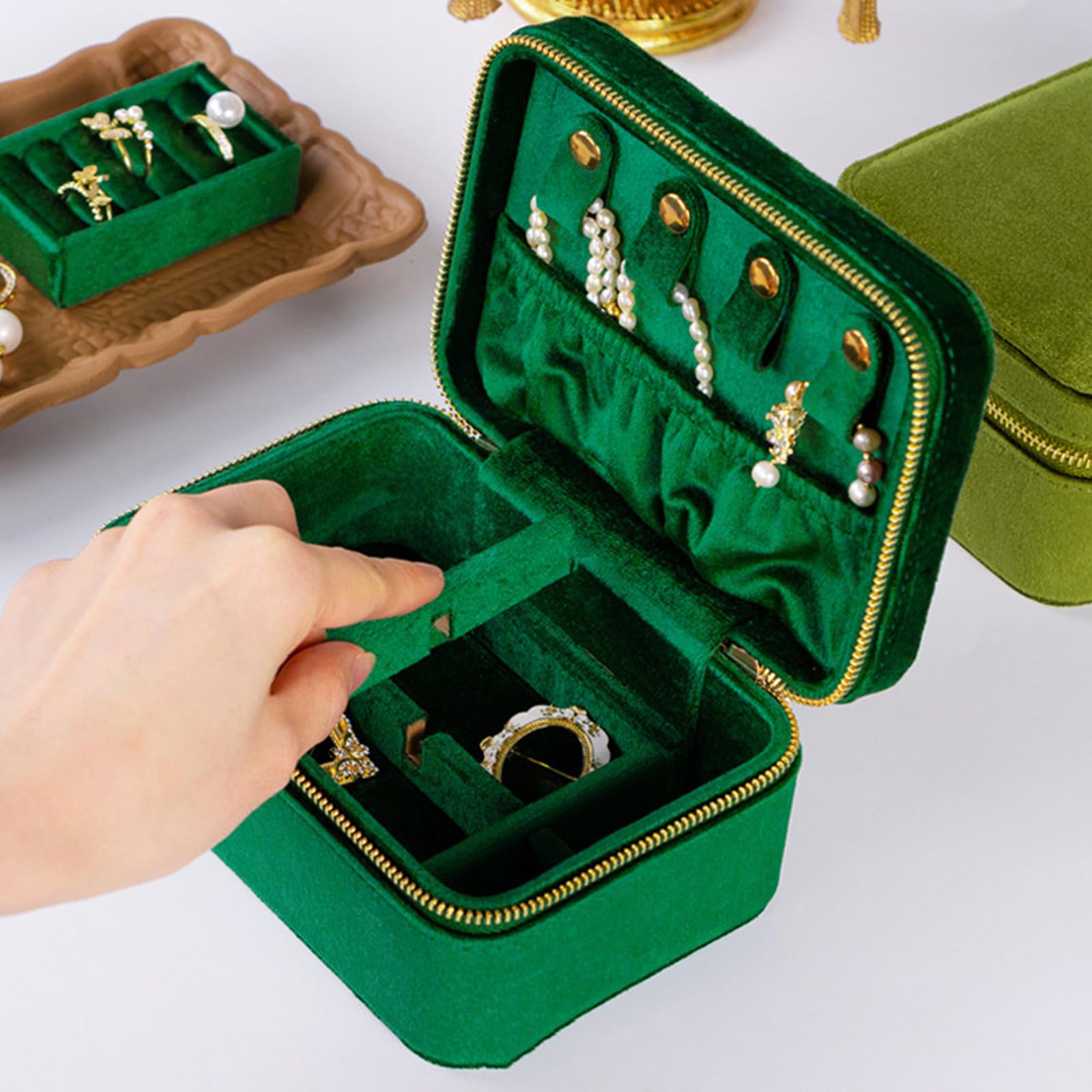 Boîte à bijoux portable Boîte à bijoux Bague Présentoir Collier Étui de rangement Convient pour les bijoux de collier