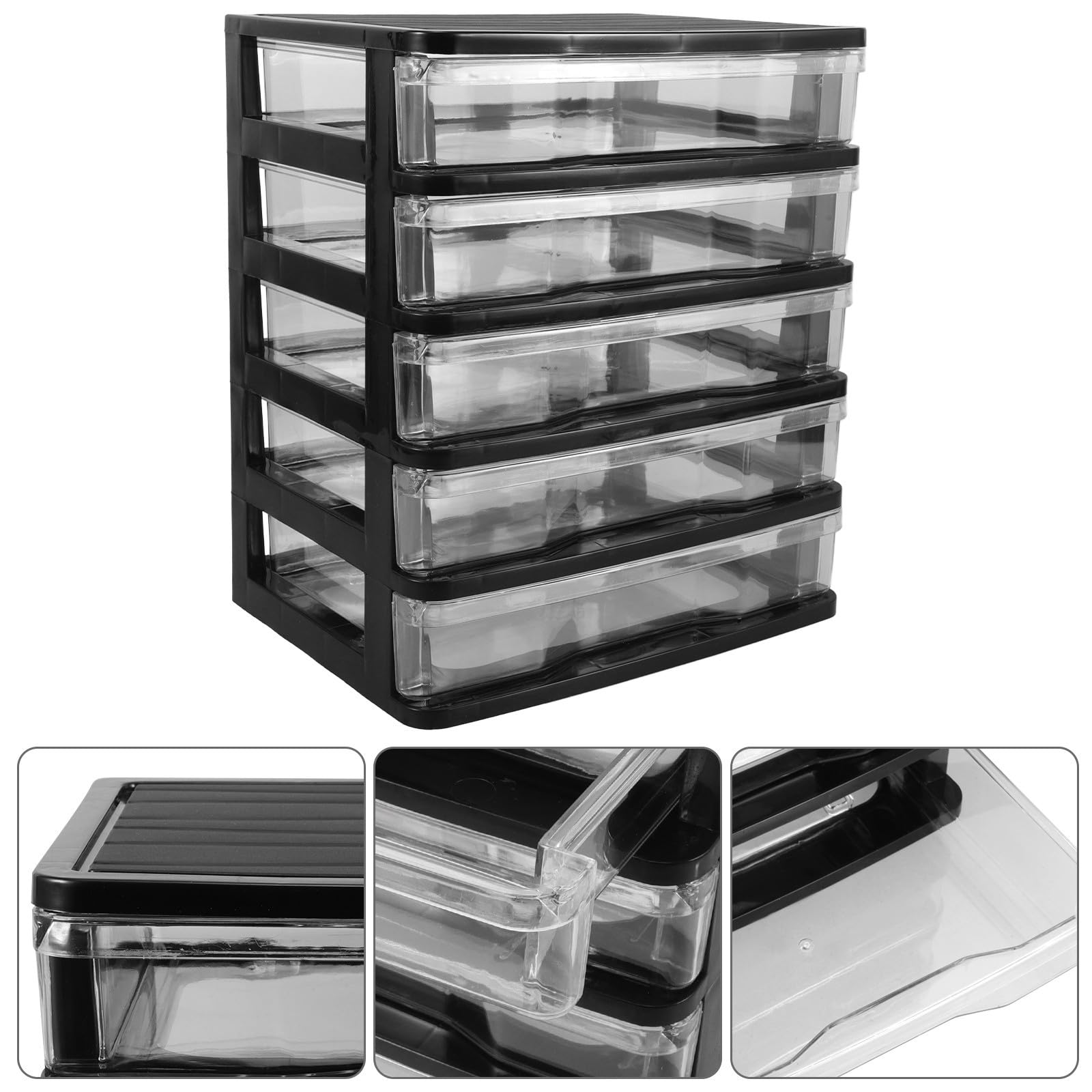 POPETPOP Organizer per Cassetti da Scrivania Multi-strato in Plastico Trasparente Visibilità Chiara per Cosmetici e Piccoli Oggetti, per Bagno e Decorazione Casa