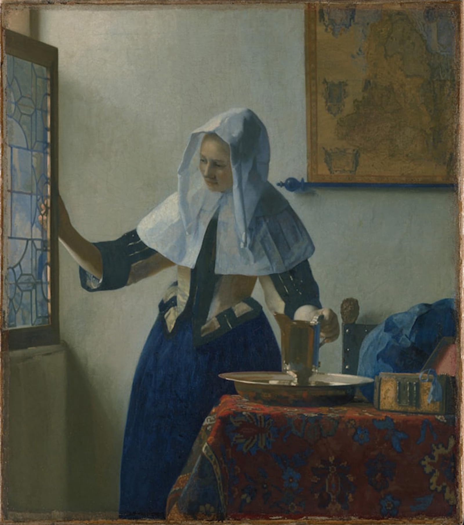 ARTXLXXBN Famous Print Painting Colorful Art Print Young Woman with a Water Jug by Johannes Vermeer Canvas Art Decorations for Home Decor 60x90cm
