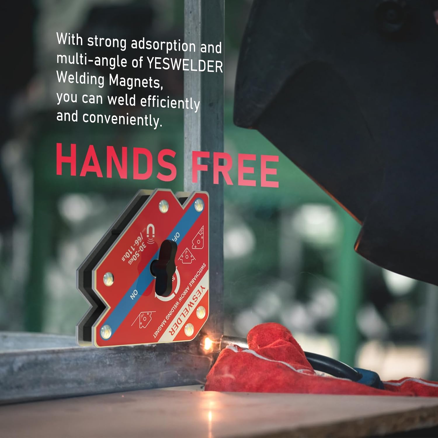 YESWELDER Switchable Arrow Welding Magnet 2 Pieces 66-110LBs On/Off Switch Arrow Magnetic Welding Holder