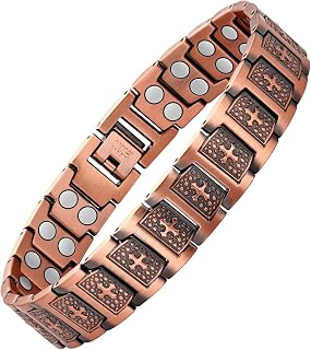 Feraco Copper Cross Magnetic Therapy Bracelet for Men - 99.99% Pure Copper, 48x 3800 Gauss Magnets for Pain Relief & Energy Balance