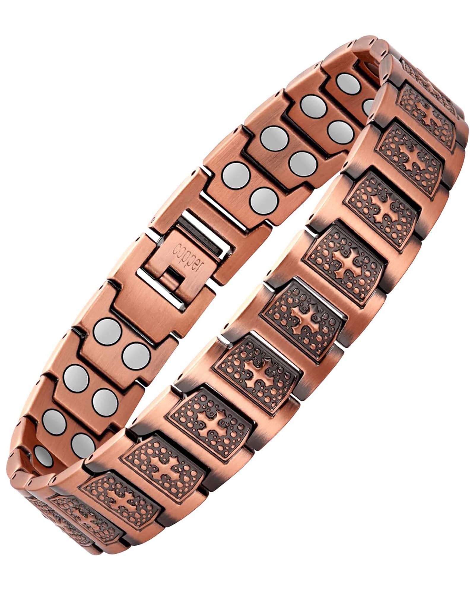 Feraco Copper Cross Bracelet for Men Magnetic Therapy Bracelet Copper Jewelry with Powerful 3800 Gauss Magnets