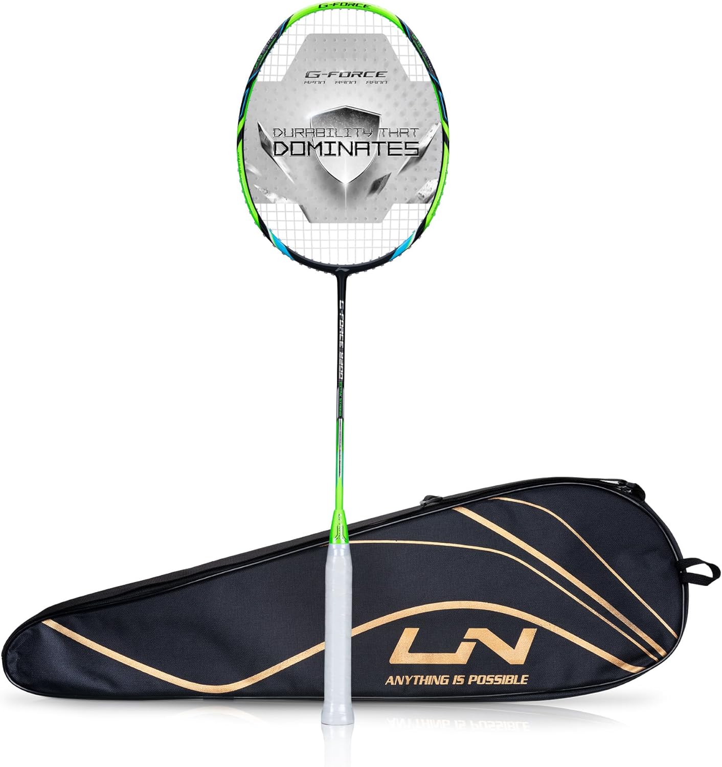 Li-Ning G-Force 8900 Extra Strong Strung Badminton Racket (Black/Lime Green)