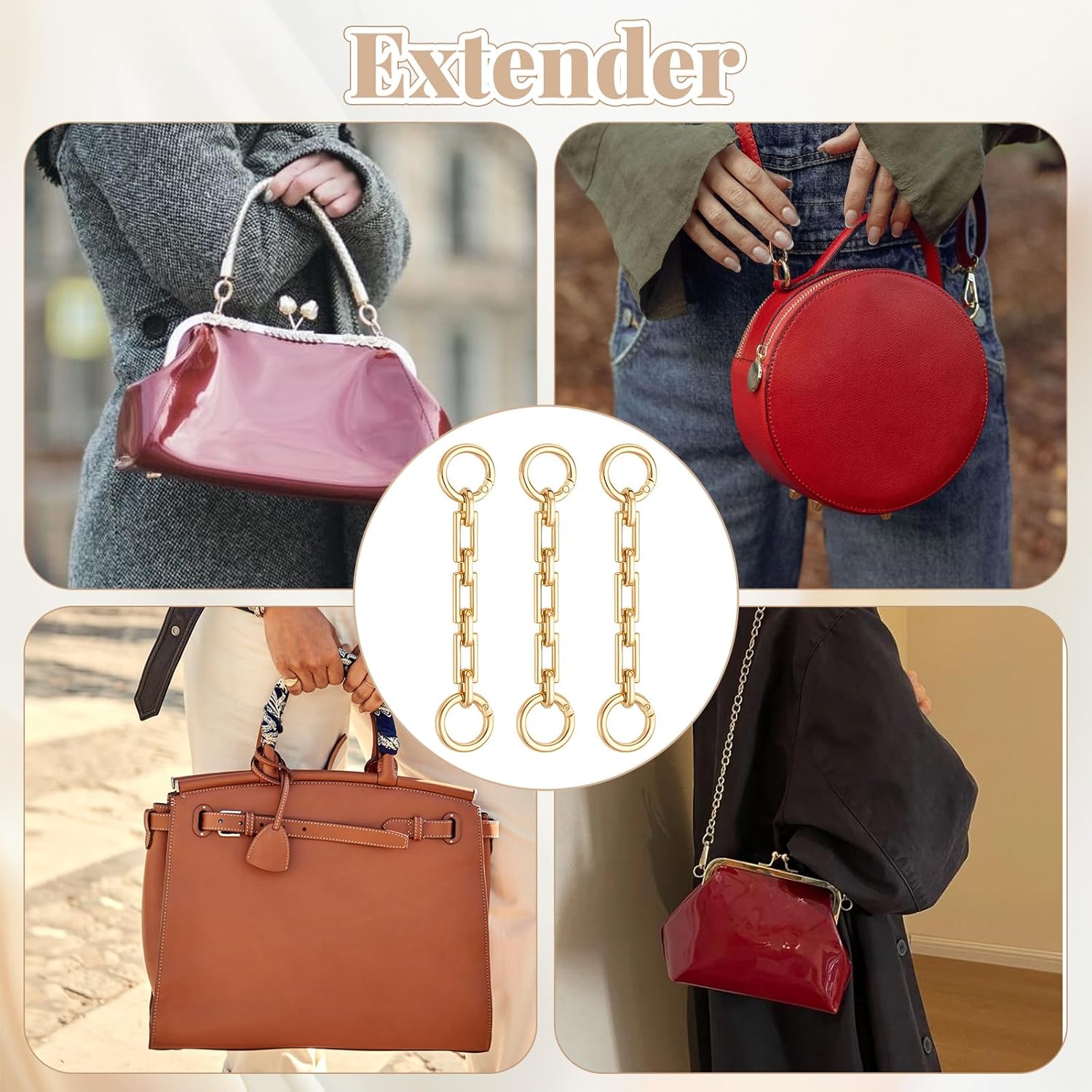 3 Pcs Gold Purse Extender Chain, 4.65 Inch Bag Extender Chain Fashion Metal Bag Chains Straps Accessories for Women Handbags Purse Shoulder Cross-Body - Image 4