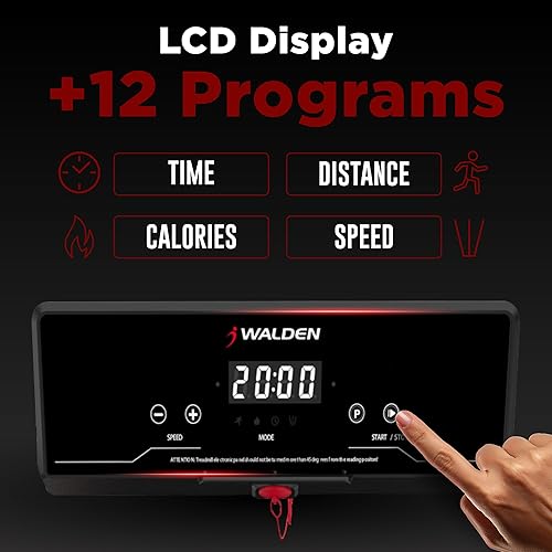 Miniatura 3 de Walden Sports Cinta de correr eléctrica plegable con mango - Pantalla LCD portátil para correr - Velocidad ajustable de 6.2 mph