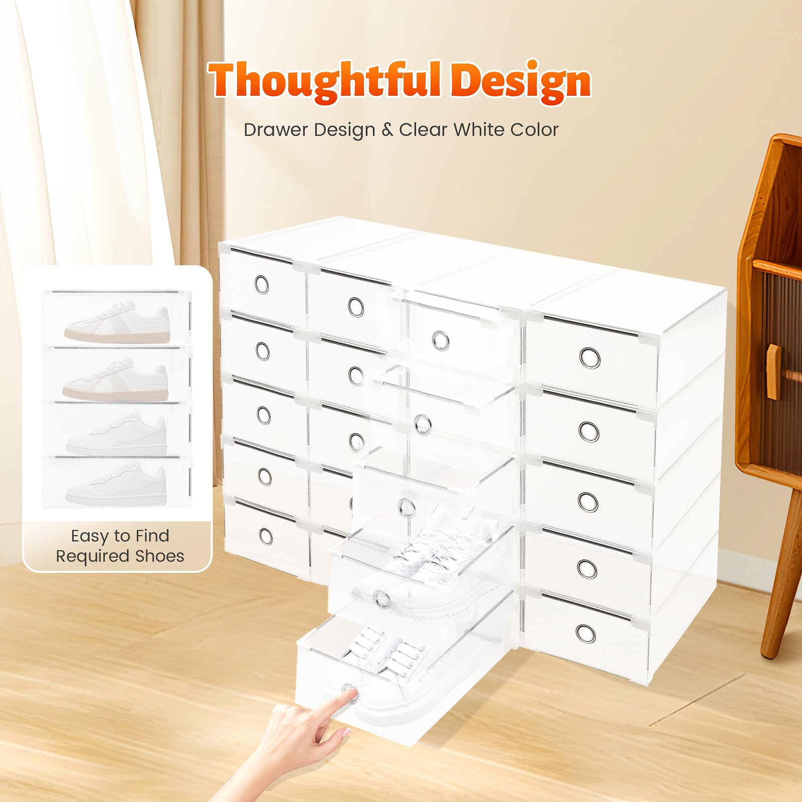 Fetcoi 20 Scatole Per Scarpe, Organizer Per Scarpe, 33 X 23 X