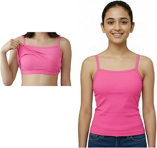 Floradise Puberty Camisole | Slips for Girls | with Added Multi Layer Soft Fabric Front Coverage | Adjustable Straps | Per... Price In India
