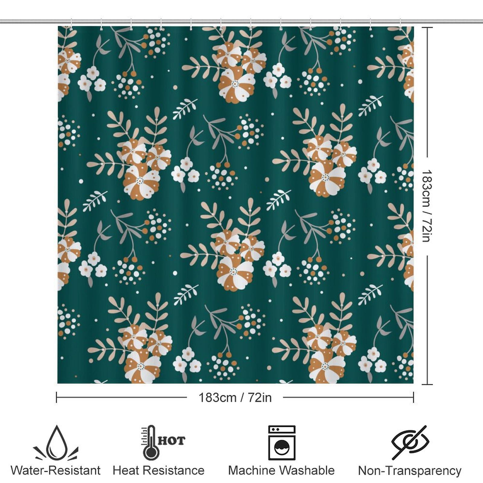 Flores, Navidad, Green Baño de Cuatro Piezas Tappeto De Baño Absorbente Y Antideslizante, con Material De Diatomita, Ideal para Baños Modernos 183×183cm