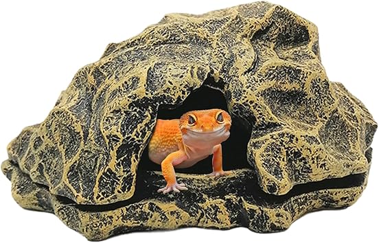 Reptile Cave - Simulation Rock Tortoise House for Lizards - Simulation Rock Basking Area Small Fish Tank Accessories Landscape for Indoor Amphibians Crab Gecko Tortoise