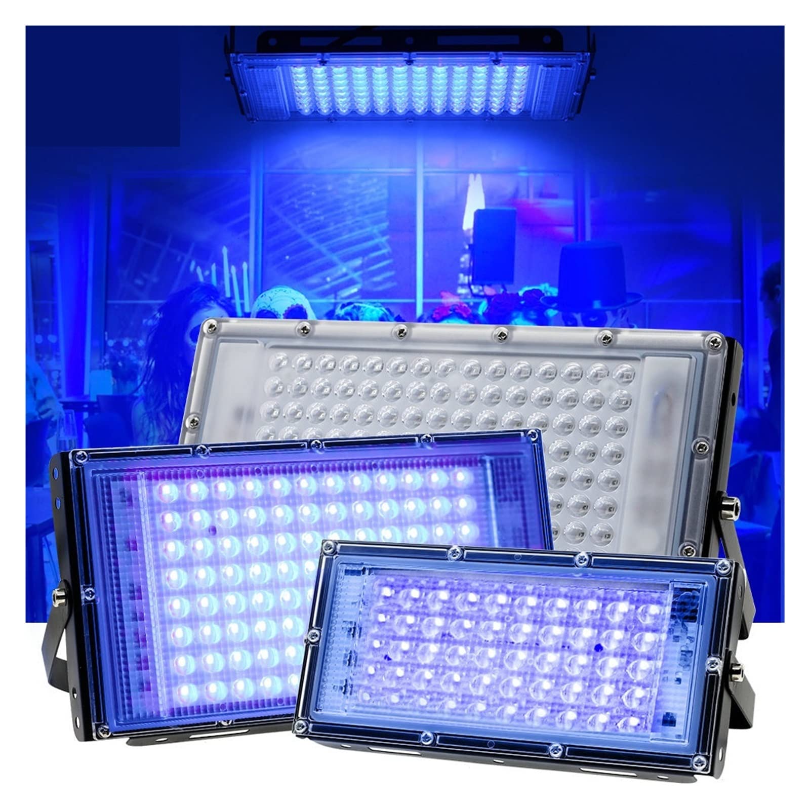 Światło powodziowe LED 50W 100W 150W UV Flood Light 395nm 400nm ultrafioletowa lampa sceniczna fluorescencyjna do baru Dance Party Blacklight Na zewnątrz wodoodporny(150W PRO,With plug)