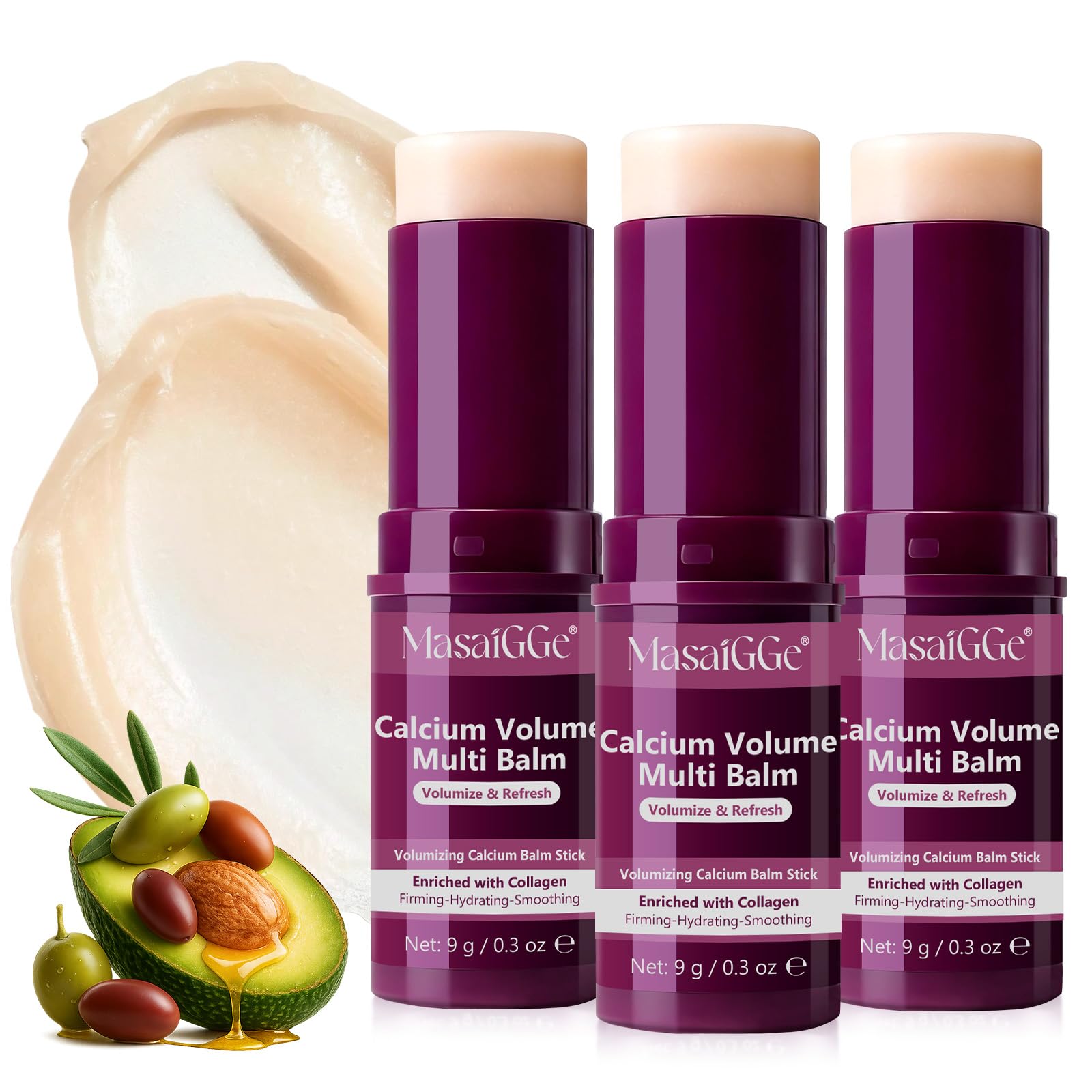 Calcium Multi Balm Stick, Calcium Volume Multi Balm, Koreanischer Kollagen-Feuchtigkeitsstick, Calcium-Balm gegen Fältchen, Feuchtigkeitsspendend & Pflegeunterstützend (3 Stück)